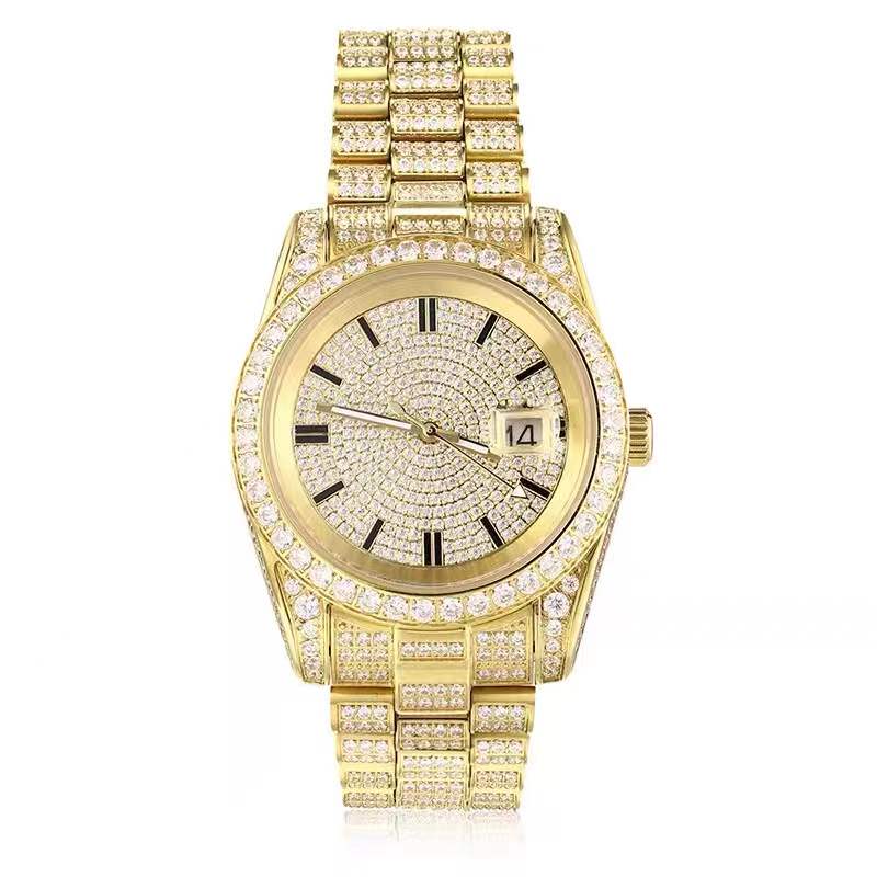 The President® - Fully Iced Out Presidential Diamond Watch in 18K Gold 18K Gold 5A VVS CZ Adjustable