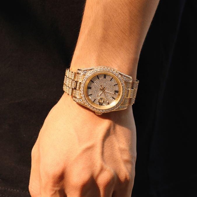 The President® - Fully Iced Out Presidential Diamond Watch in 18K Gold 