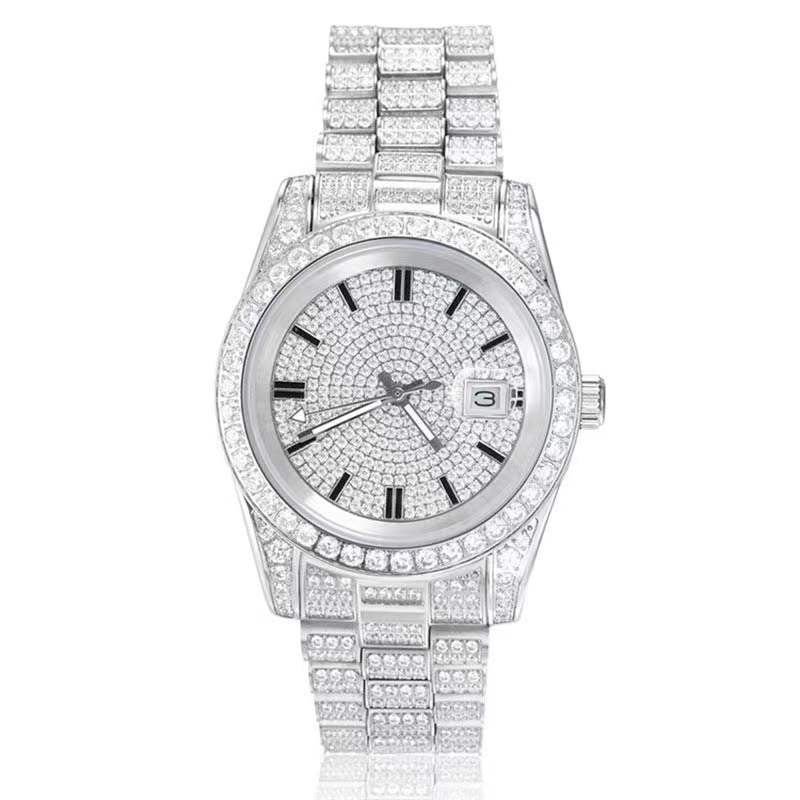 The President® - Fully Iced Out Presidential Diamond Watch in White Gold 