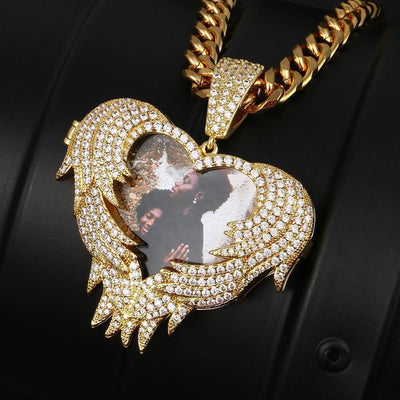 THE PROTECTIVE ANGEL® - Custom Openable Photo Pendant 18" 18K Gold Free Rope Chain