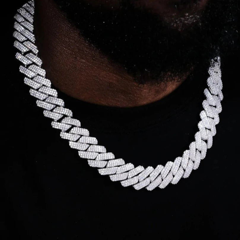 White Gold Chain Choker Diamond Cuban Link Choker Necklace
