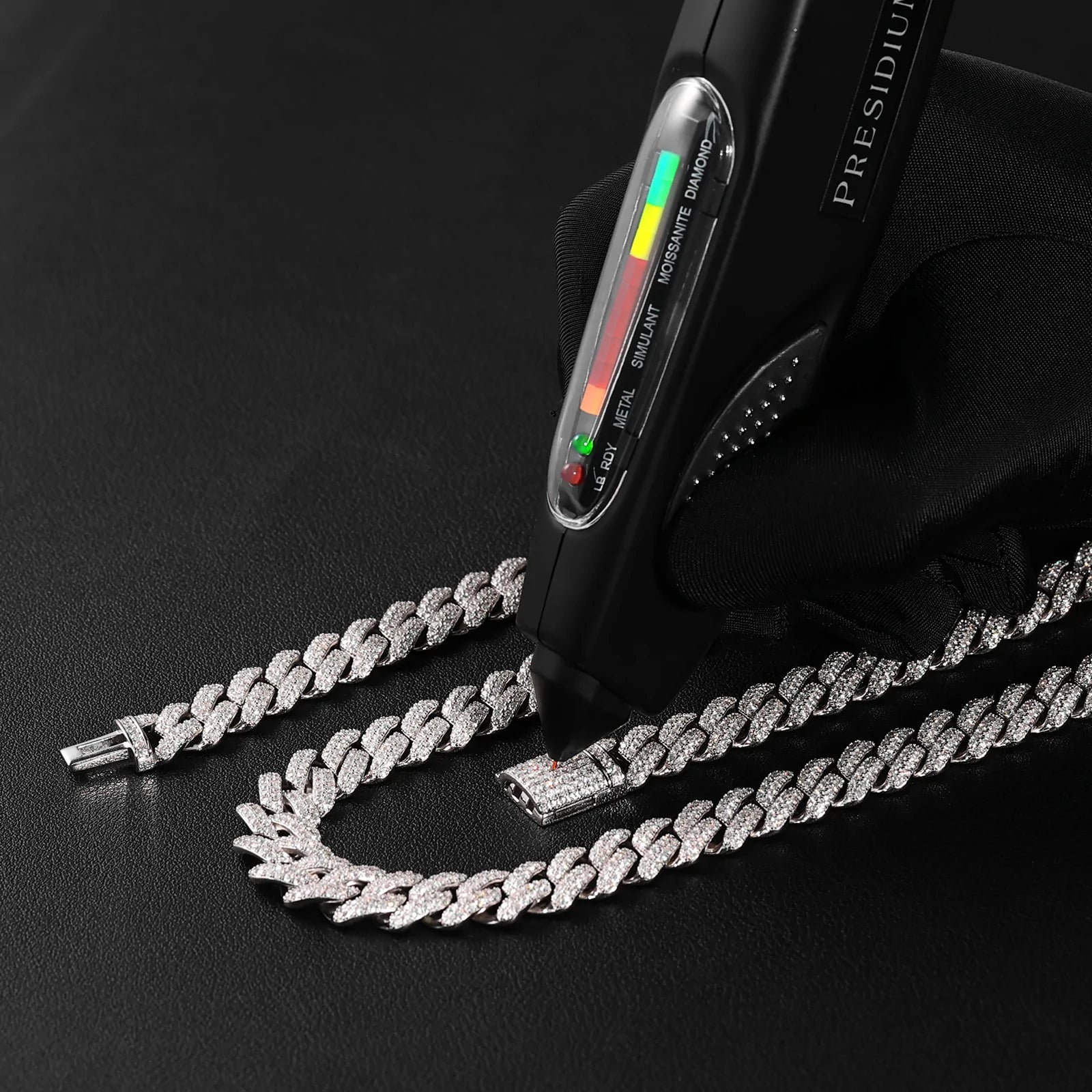 The Shining Moment II® - 12mm Iced Diamond Prong Link Cuban Choker Chain in White Gold Necklaces 