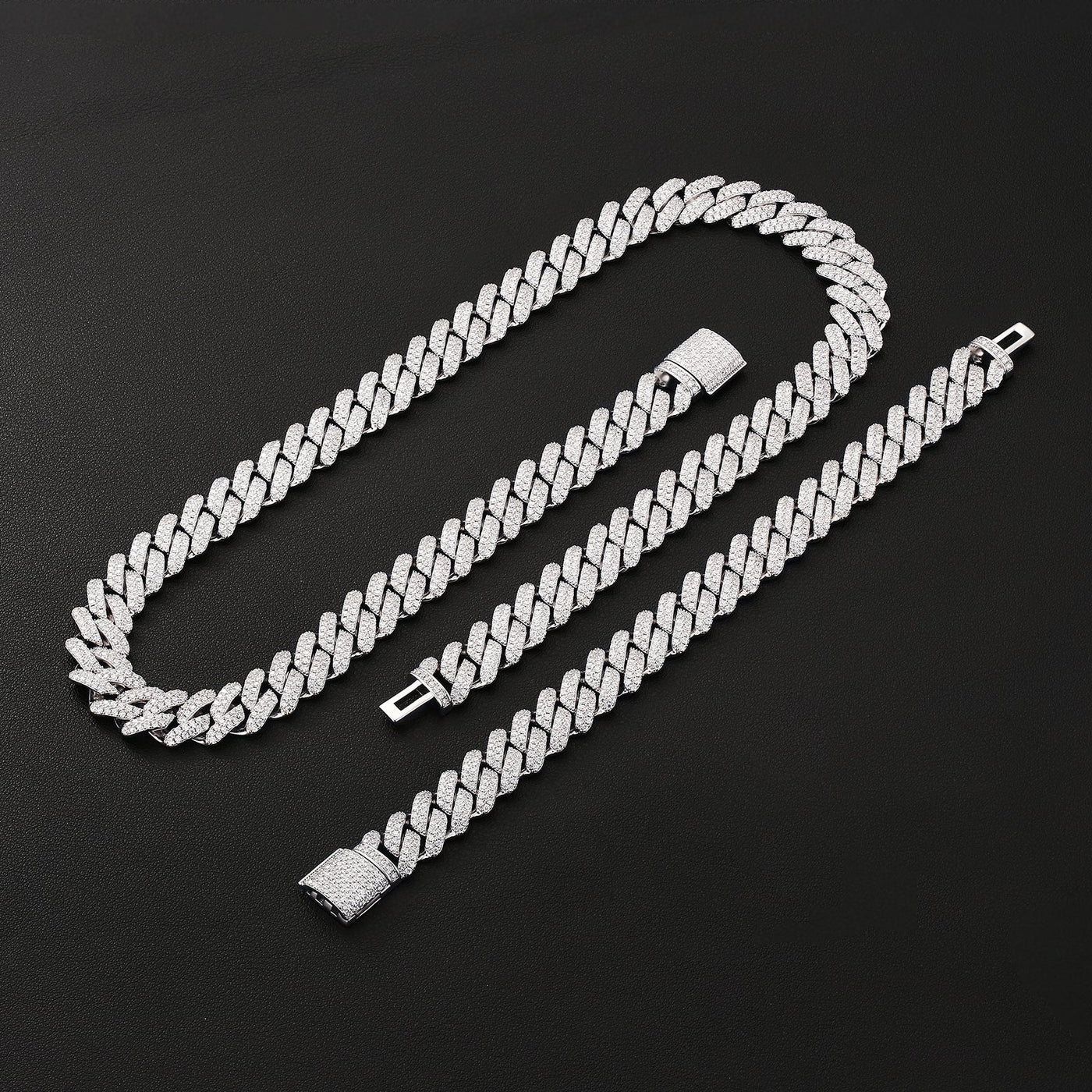 The Shining Moment II® - 12mm Iced Diamond Prong Link Cuban Choker Chain in White Gold Necklaces 