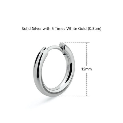 The Silver Eclipse® - 925 Sterling Silver Hoop Earrings in White Gold Earrings 