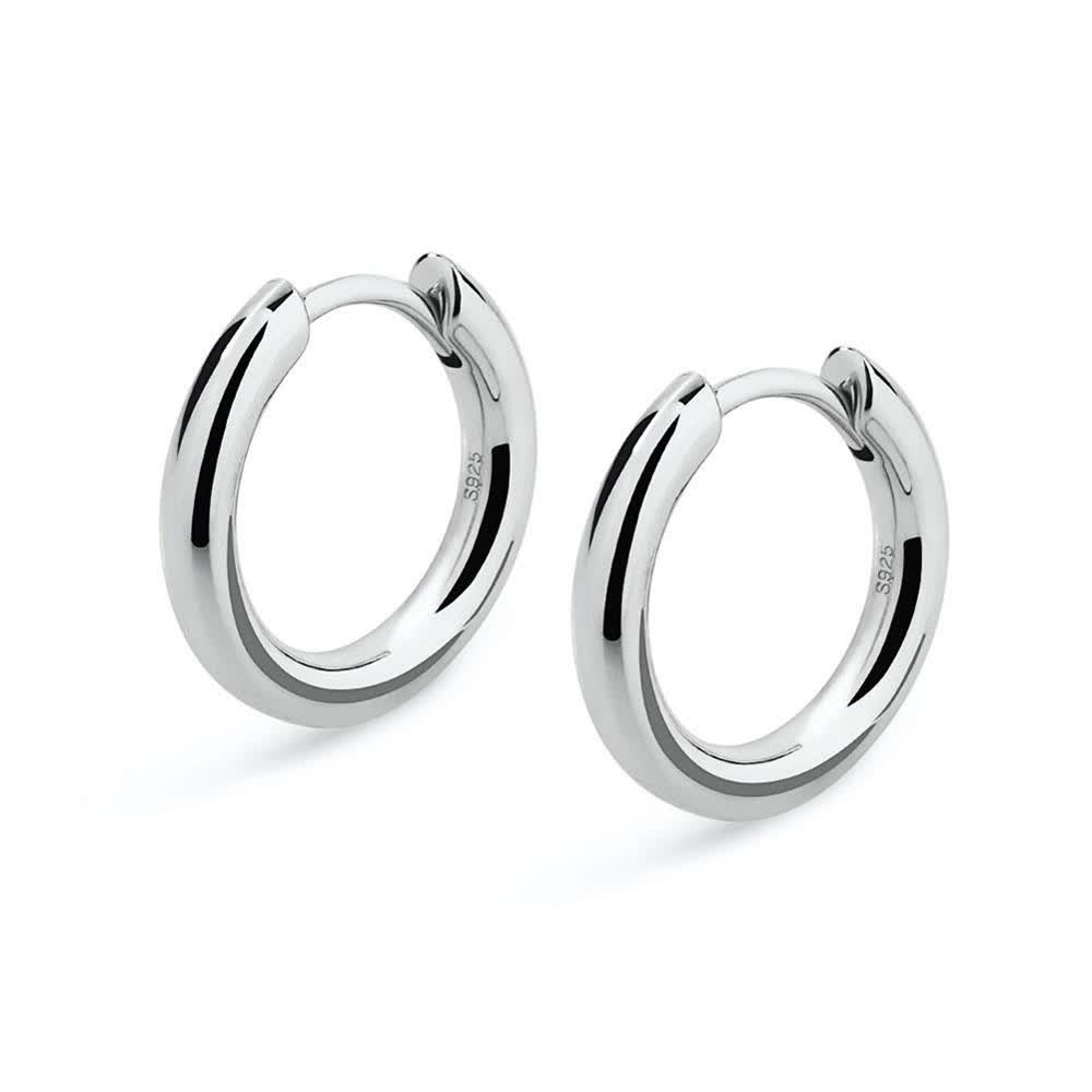 The Silver Eclipse® - 925 Sterling Silver Hoop Earrings in White Gold Earrings 
