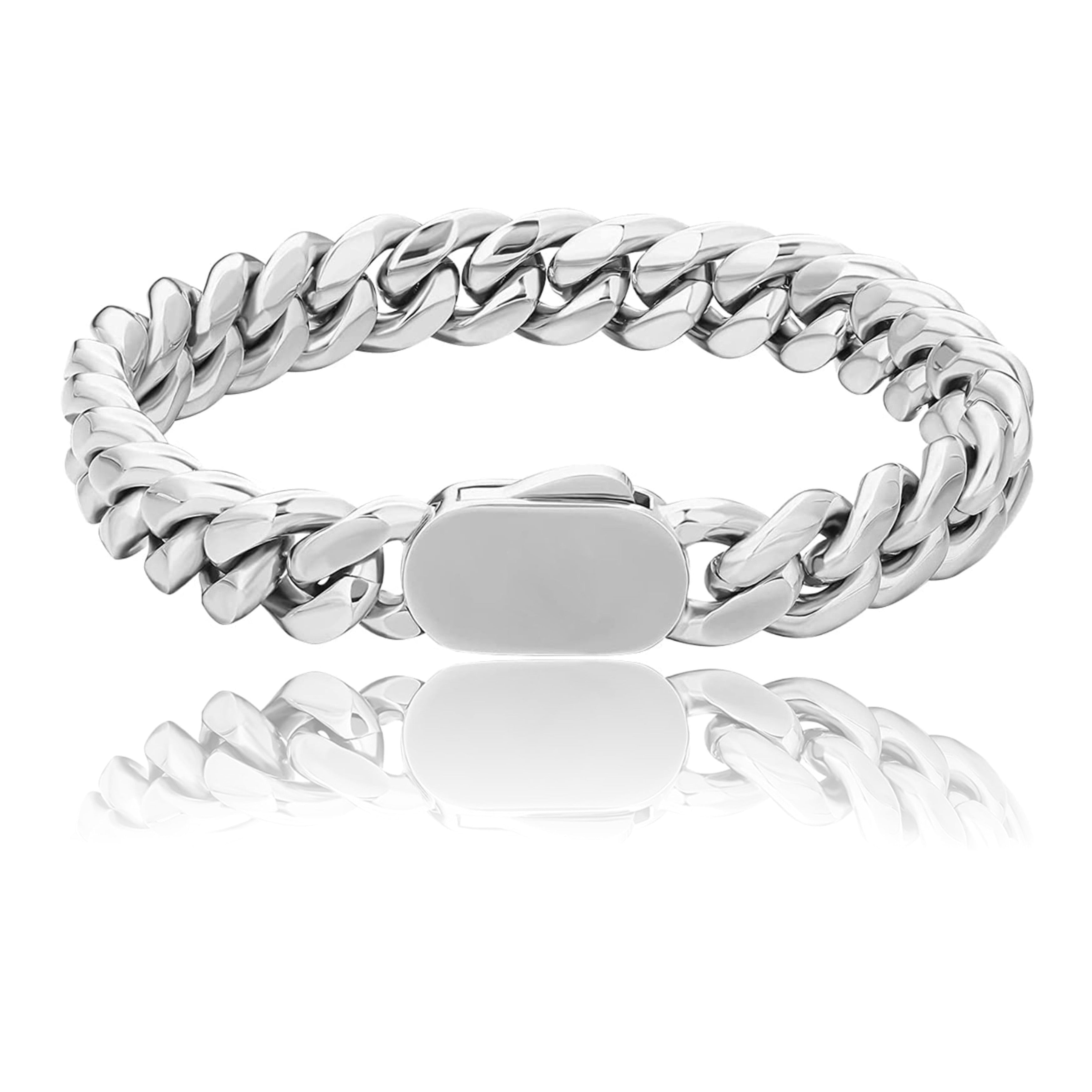 The Silver Lining Ⅱ® - Cuban Link Bracelet Silver White Gold (Push Button Clasp) Bracelets 