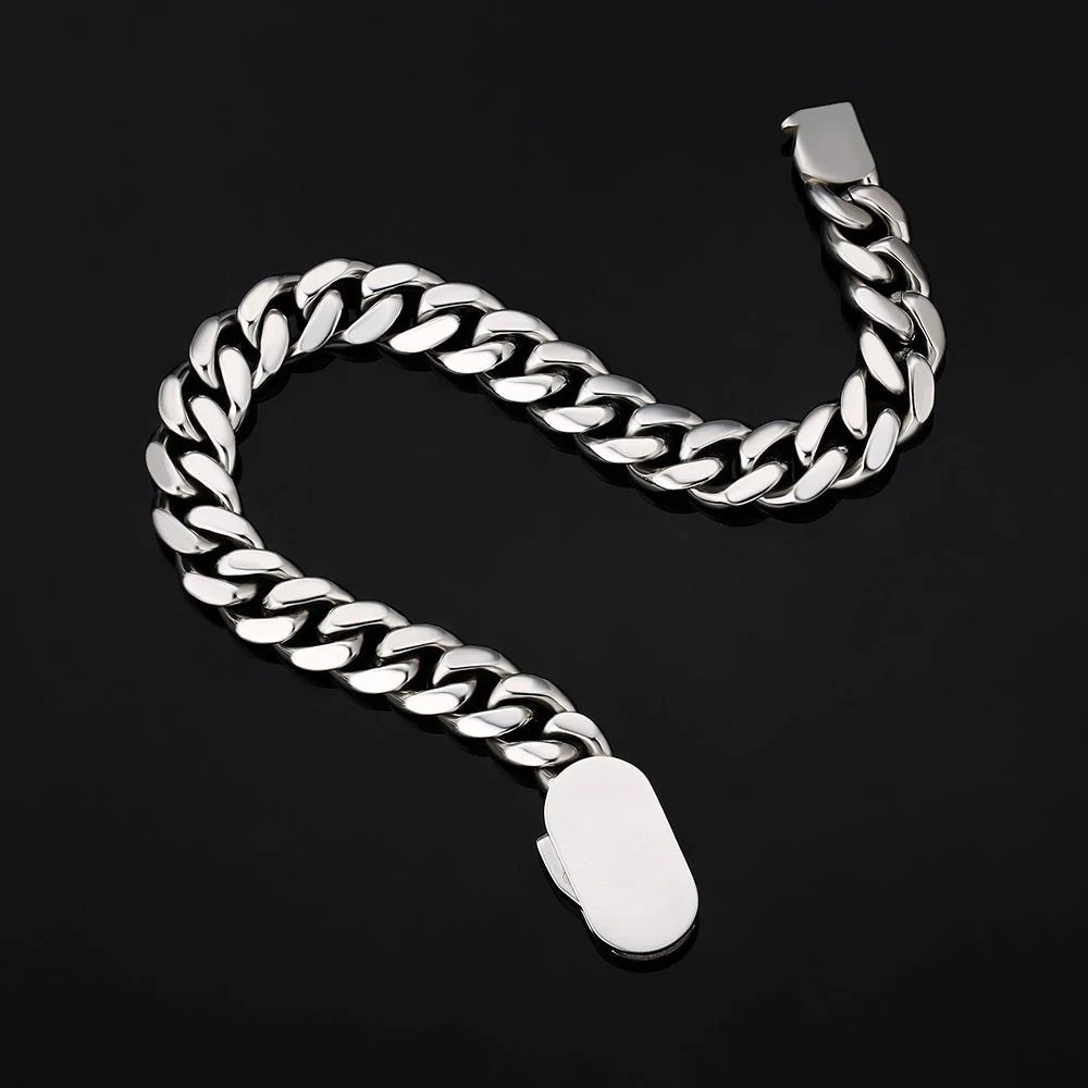 The Silver Lining Ⅱ® - Cuban Link Bracelet Silver White Gold (Push Button Clasp) Bracelets 