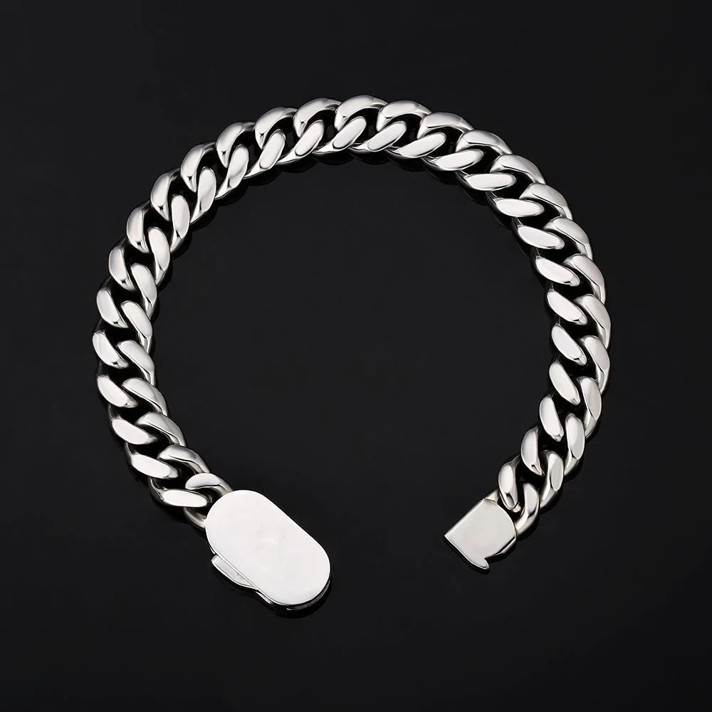 The Silver Lining Ⅱ® - Cuban Link Bracelet Silver White Gold (Push Button Clasp) Bracelets 