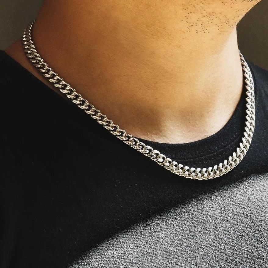 The Silver Lining® - 8mm Miami Cuban Link Chain White Gold Plated Necklaces 