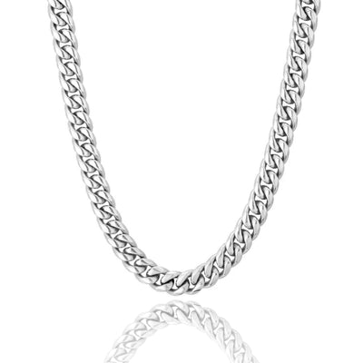 The Silver Lining® - 8mm Miami Cuban Link Chain White Gold Plated Necklaces 