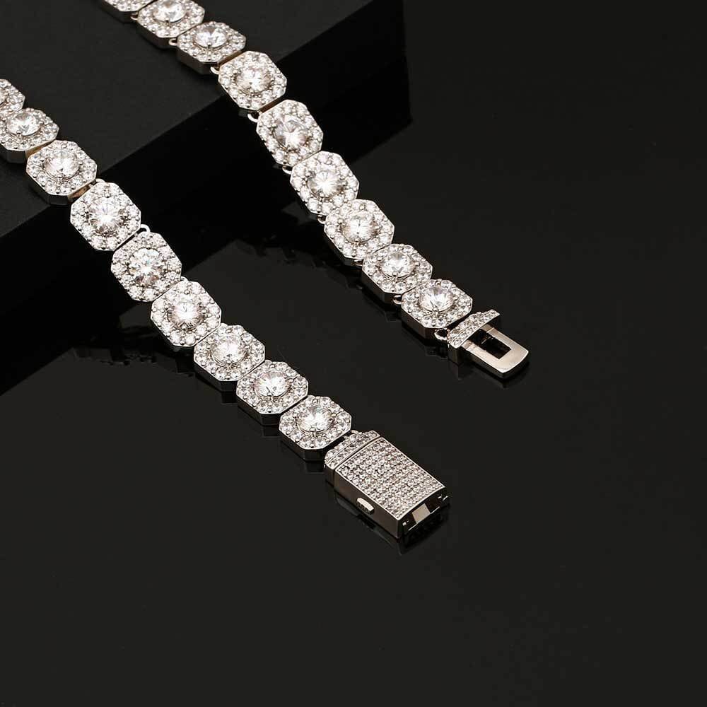 THE STAR CLUSTER® - 10mm Cluster Tennis Chain in White Gold 
