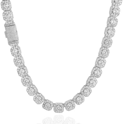 THE STAR CLUSTER® - 10mm Cluster Tennis Chain in White Gold 