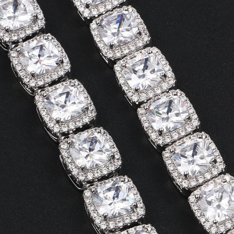 THE STAR CLUSTER® - 10mm Cluster Tennis Chain White Gold Plated 