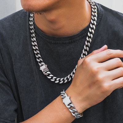 The Stormtrooper Ⅲ® - 12mm Curb Cuban Link Chain in Silver White Gold 