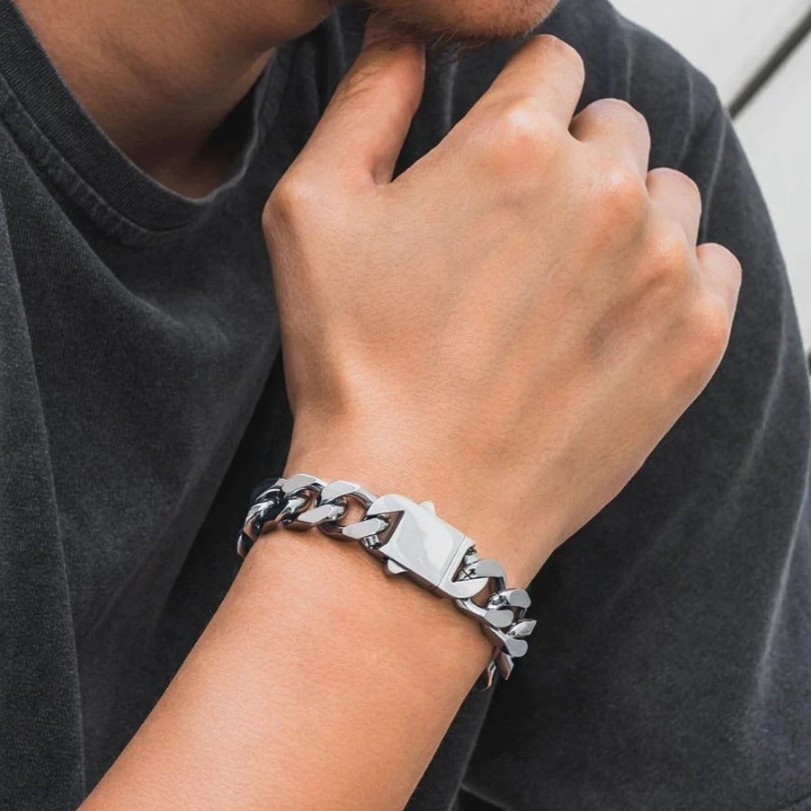 The Stormtrooper Ⅲ® - Curb Cuban Link Bracelet in Silver White Gold Bracelets 