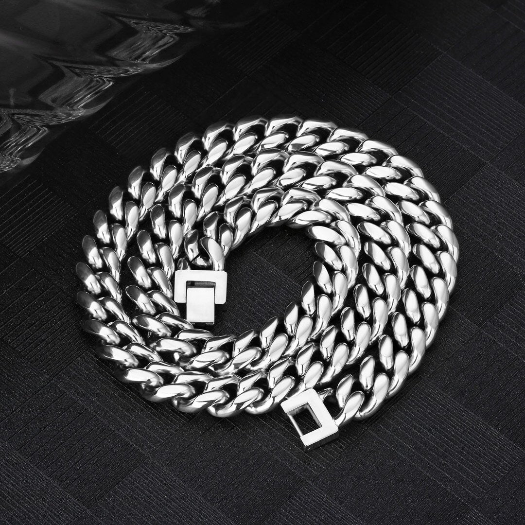 The Stormtrooper II® - 12mm Miami Cuban Link Chain White Gold Plated Necklaces 