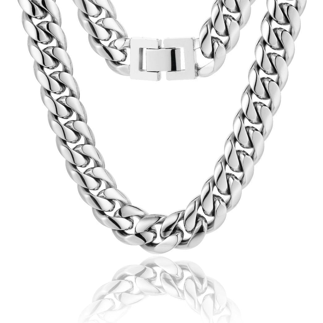 The Stormtrooper II® - 12mm Miami Cuban Link Chain White Gold Plated Necklaces 