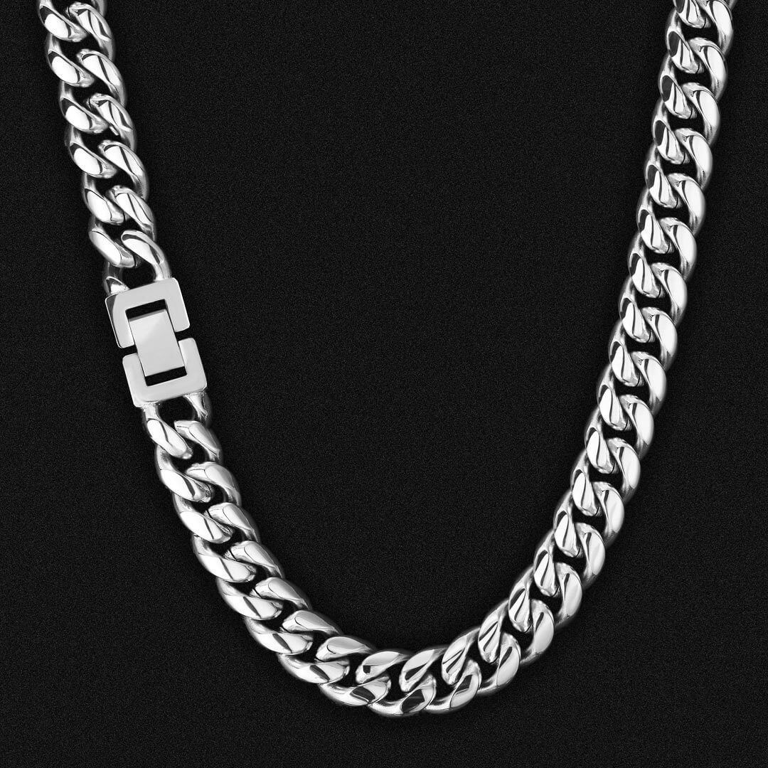 The Stormtrooper II® - 12mm Miami Cuban Link Chain White Gold Plated Necklaces 