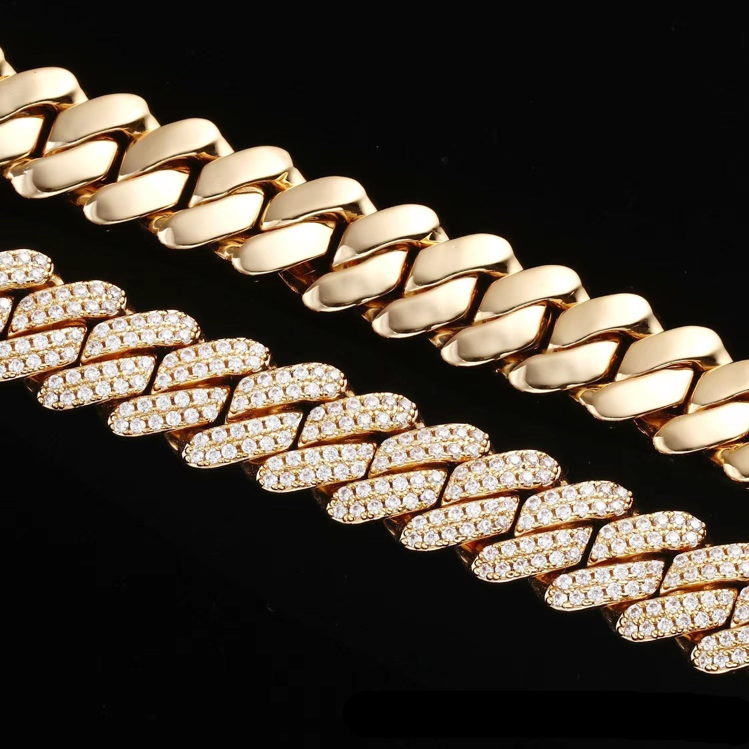 The Stunning Moment II® - 12mm Iced Diamond Prong Link Cuban Choker Chain in 14K Gold 