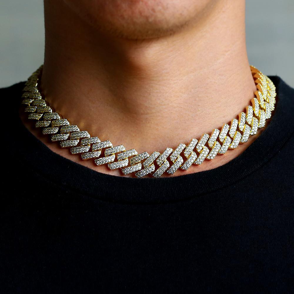 The Stunning Moment II® - 12mm Iced Diamond Prong Link Cuban Choker Chain in 14K Gold 