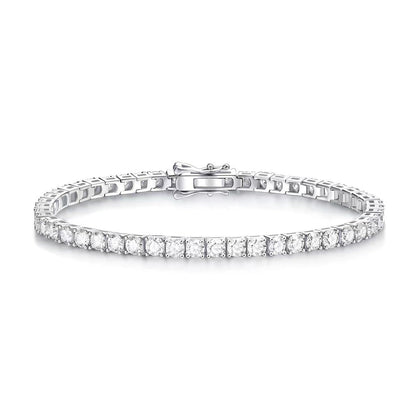 VVS1 Moissanite 925 Sterling Silver Tennis Bracelet in White Gold Bracelets 