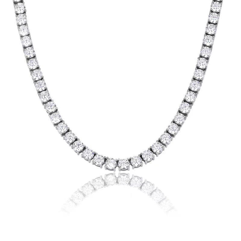 VVS1 Moissanite Diamond 925 Sterling Silver Tennis Chain in White Gold Necklaces 