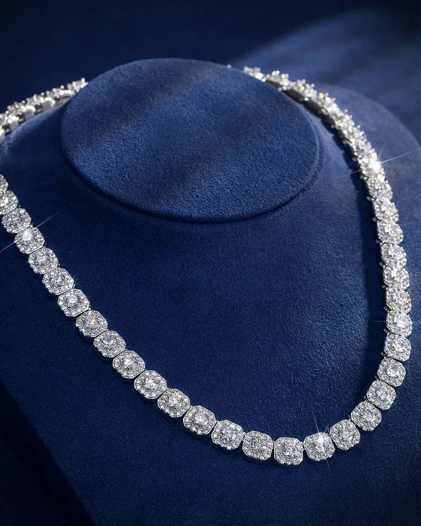 VVS1 Moissanite Diamond S925 Cluster Tennis Chain - 10mm Necklaces 