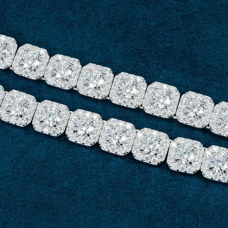 VVS1 Moissanite Diamond S925 Cluster Tennis Chain - 10mm Necklaces 