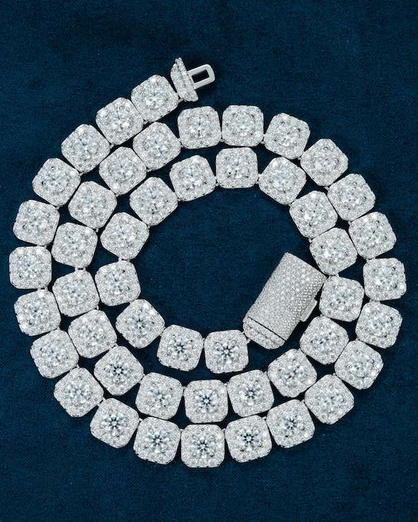 VVS1 Moissanite Diamond S925 Cluster Tennis Chain - 10mm Necklaces 