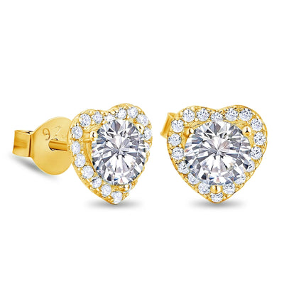 Women's Heart-shaped Stud Earrings Earrings S925 14K Gold 