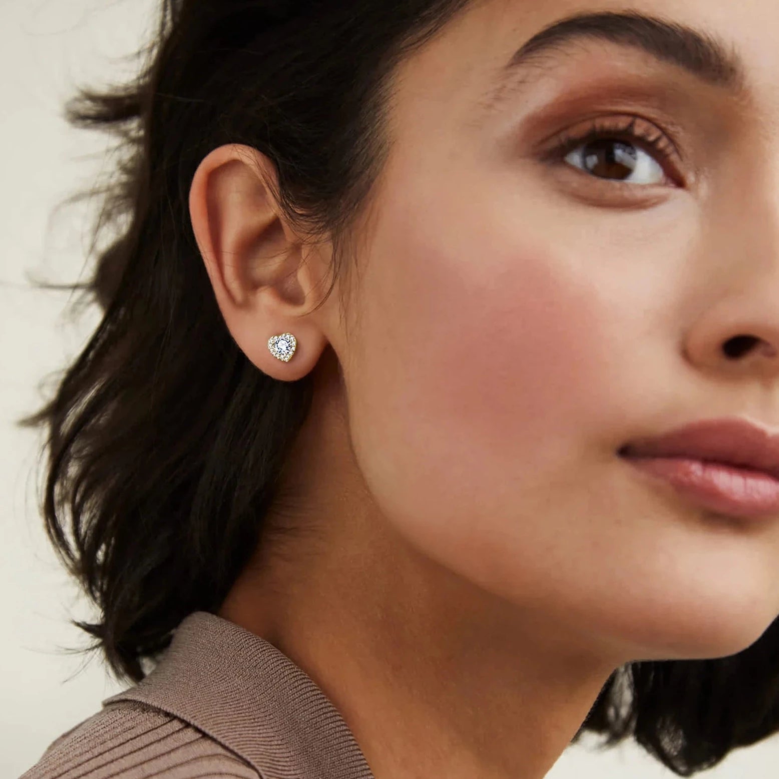 Women's Heart-shaped Stud Earrings Earrings S925 White Gold 